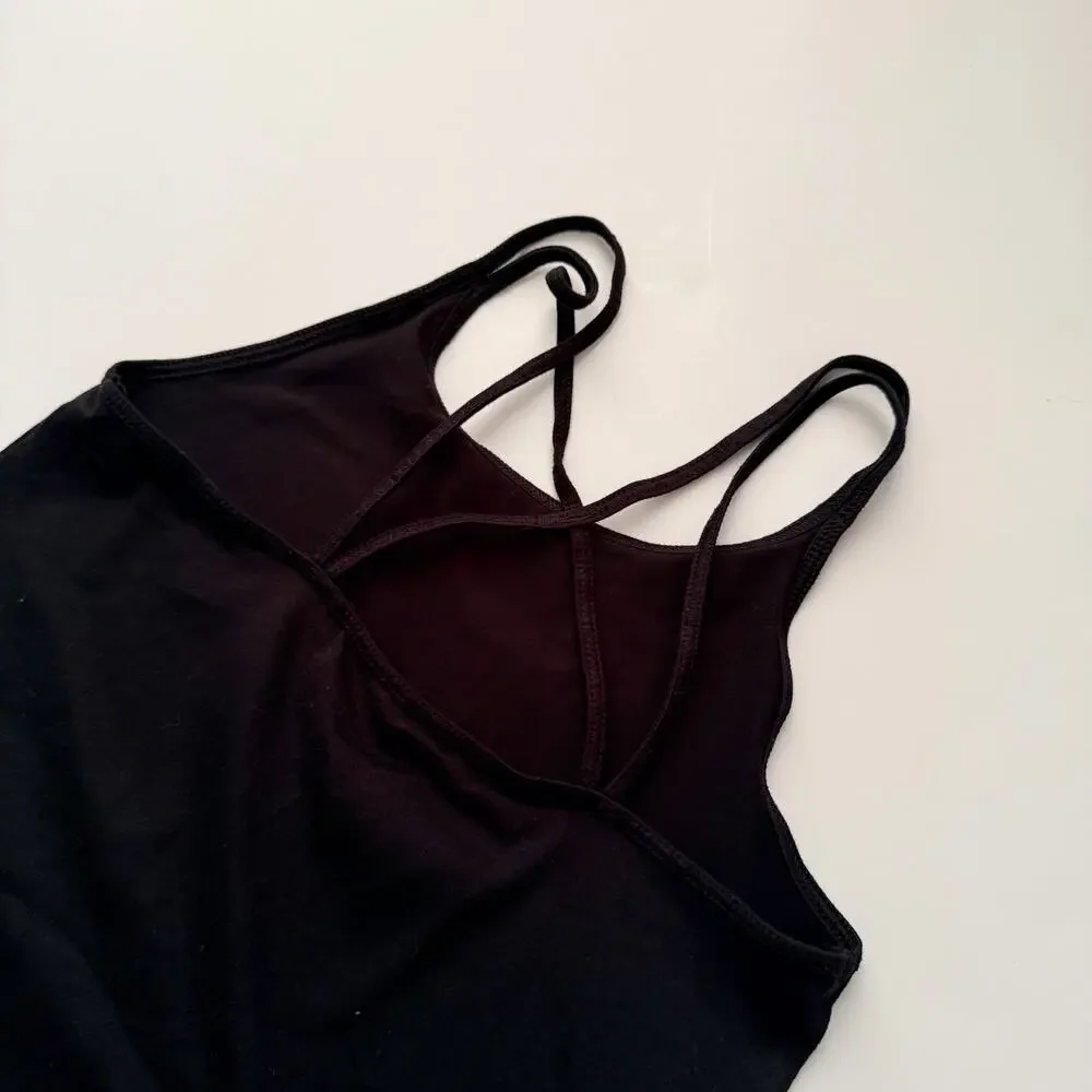 Ideology Black Solid Styled Back Camisole - girls medium